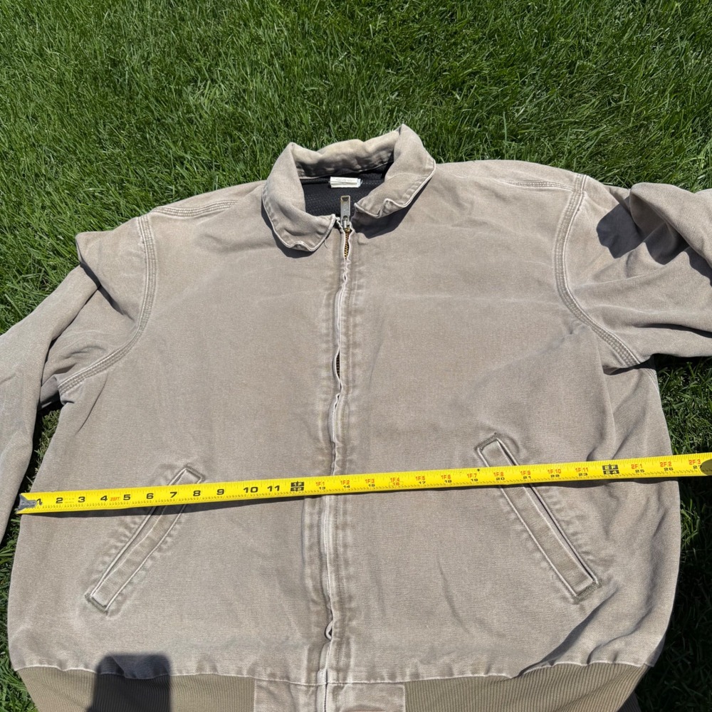 Carhartt Mens Faded Tan Canvas Mesh Lined Bomber Jacket Khaki Workwear Size XL - Picture 5 of 8